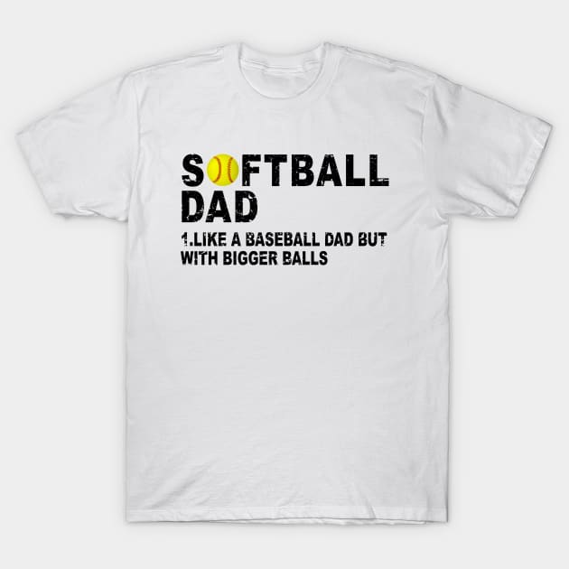 Father's Softball Dad like A Baseball but with Bigger Balls T-Shirt by ZimBom Designer